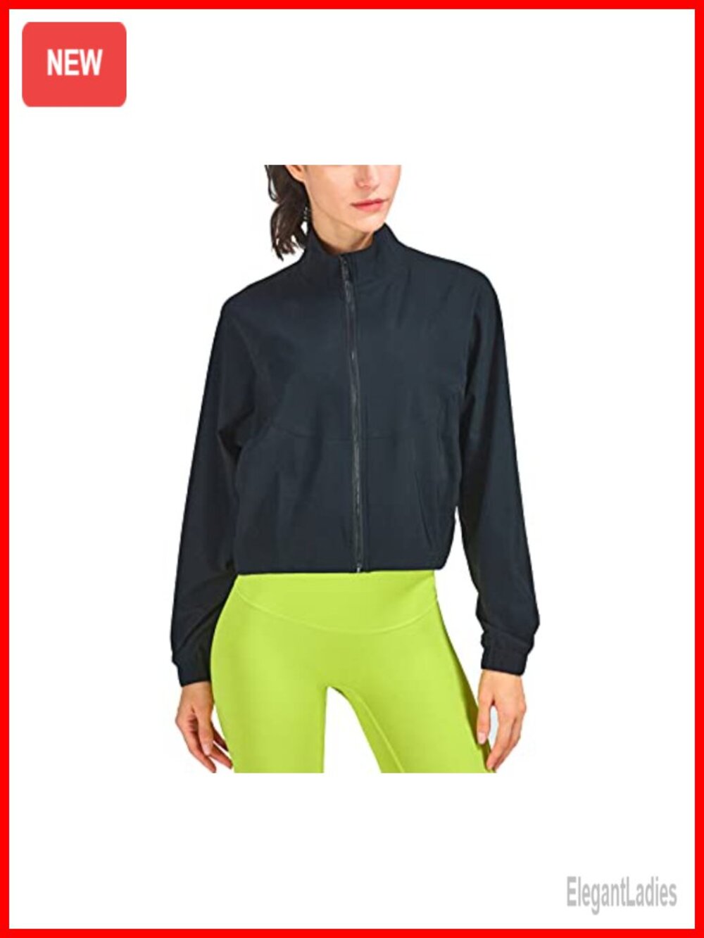 UPF 50+ Athletic Running Zip Up Cropped Jacket